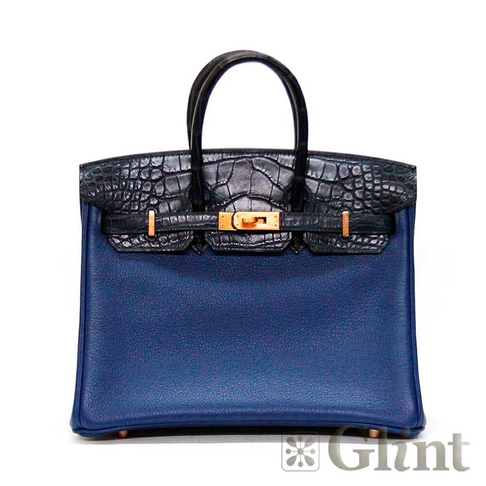 エルメス（HERMES）バーキンタッチ25 ハンドバッグ トリヨンノビーヨ アリゲーター ブルーサフィール〔D刻印/2019年〕【中古】のサムネイル