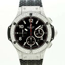 ウブロ（HUBLOT）ビッグバン スティール パヴェ 44mm 301.SX.130.RX.174 ブラック 〔純正ダイヤ〕〔ベゼル/ラグダイヤ〕〔腕時計〕【中古】