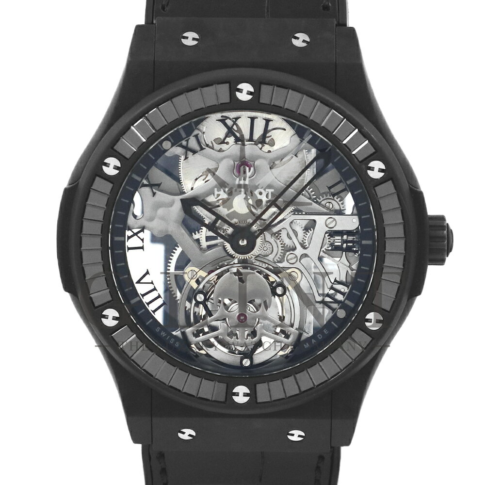 ウブロ（HUBLOT）クラシックフュージョン トゥールビヨン ブラックスカル カラット 505.UC.0140.LR.1900.SKULL〔メンズ〕〔腕時計〕【中古】