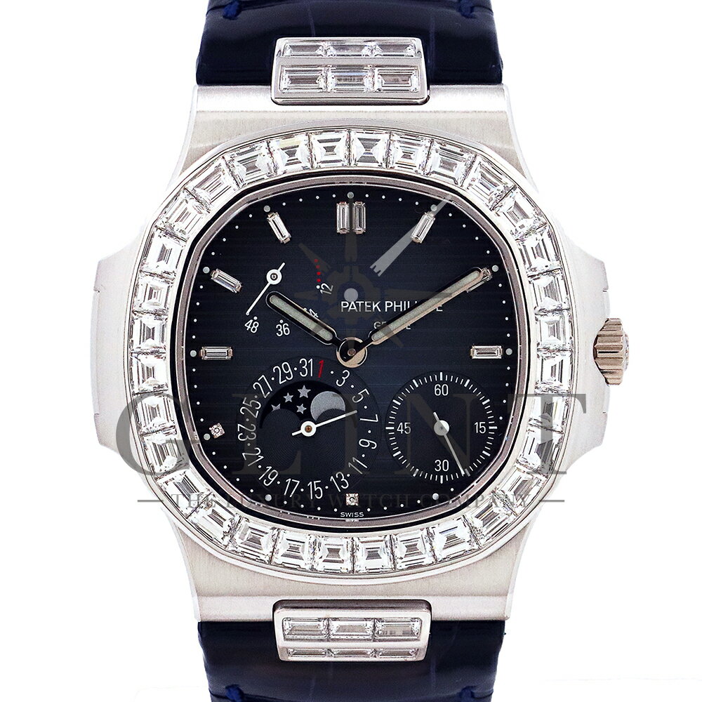 パテックフィリップ（PATEK PHILIPPE）ノーチラス 5724G-001 〔純正バゲットダイヤモンド〕 〔18Kホワイトゴールド〕〔メンズ〕〔腕時計〕【中古】