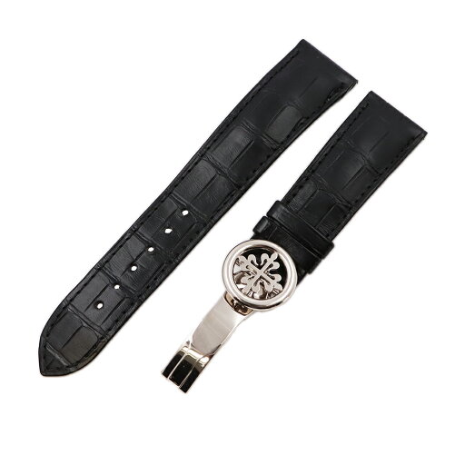 パテックフィリップ(PATEK PHILIPPE)ラグ幅約21mm ブラック アリゲーター ホワイトゴールドDバックル付き 純正品【中古品】