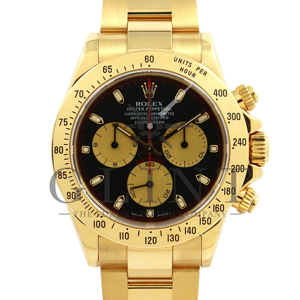 ロレックス（ROLEX）デイトナ 116528 ブラック＆シャンパン文字盤 18Kイエローゴールド 〔2000年頃の製造/P番〕〔メンズ〕〔腕時計〕【中古】