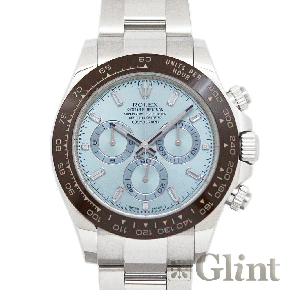 ロレックス（ROLEX）コスモグラフ デイトナ プラチナ アイスブルー8Pバゲットダイヤモンド＆3Pダイヤモンド 116506A 〔2019年2月/ランダムシリアル〕〔メンズ〕〔腕時計〕【中古】