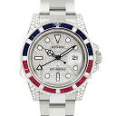 ロレックス(ROLEX)GMTマスター2 116759SARU 18Kホワイトゴールド バゲットダイヤモンド&ルビー&ブルーサファイア〔2009年頃の製造/V番...