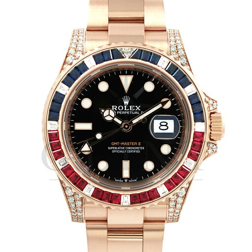 ロレックス(ROLEX)GMTマスターII 126755SARU ブラック文字盤 バゲットダイヤモンド&ルビー&サファイア 〔2019年7月/ランダムシリアル〕〔メンズ〕〔腕時計〕【中古】 ロレックス(ROLEX)GMTマスターII 126755SARU ブラック文字盤 バゲットダイヤモンド&ルビー&サファイア 〔2019年7月/ランダムシリアル〕〔メンズ〕〔腕時計〕【中古】