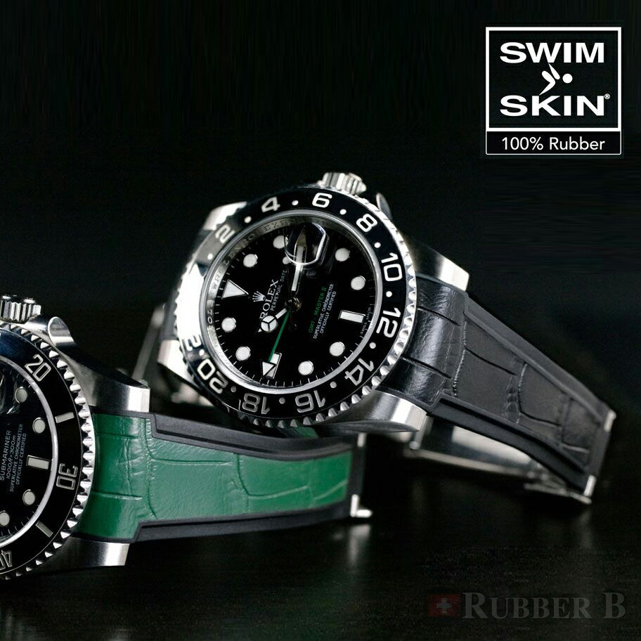 ラバーB（RUBBERB）ロレックス サブマリーナー旧モデル（2010年以前の14060/14060Mを除く）専用ラバーベルト アリゲーター ※時計、バックルは付属しません
