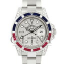 ロレックス(ROLEX)GMTマスター2 116759SARU 18Kホワイトゴールド バゲットダイヤモンド&ルビー&ブルーサファイア〔2009年頃の製造/V番...