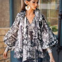 長袖 トップス スタンドカラー フリル リボン 花柄 チュニック ブラウス ネイビー 紺色 お嬢様 上品 オシャレ 女優 きれいめ 着痩せ 小顔 おしゃれ カジュアル 結婚式 レディース フォーマル 体型カバー 大人 お呼ばれ