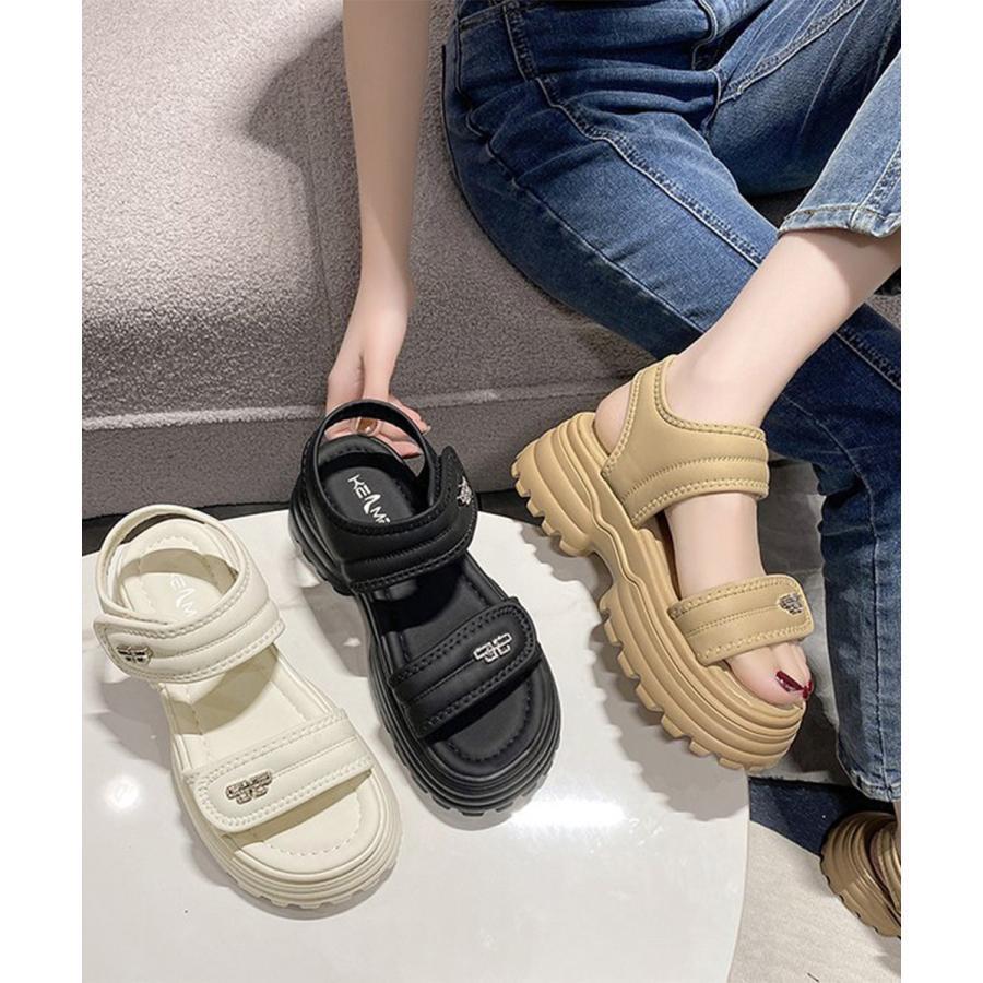 夏 厚底ベルクロサンダル スポーツサンダル夏