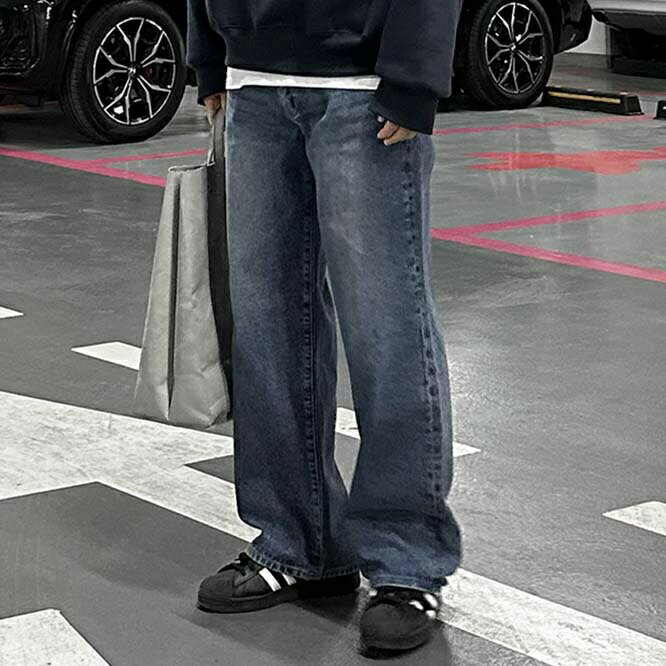 2025春新作 メンズ服 男女兼用 ワイド デニムパンツ ロングパンツ 韓国風 カジュアル ストリート系