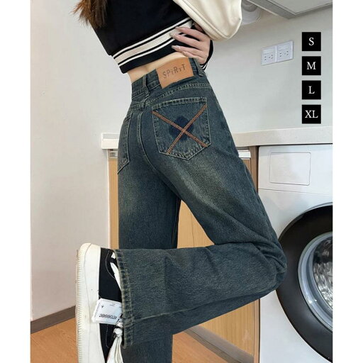 ヴィンテージデニムパンツ レディース カジュアルジーンズ ユーズド加工デニム 体型カバー ズボン ヴィンテージデニムパンツ レディース カジュアルジーンズ ユーズド加工デニム 体型カバー ズボン