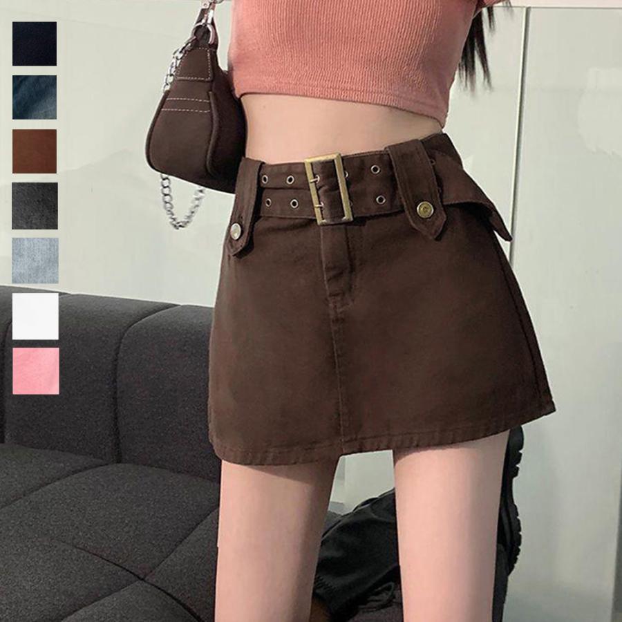 キュロットデニムスカート ハイウエスト