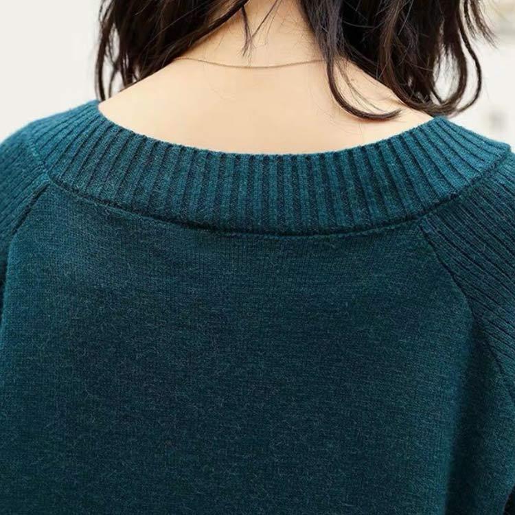 ニットワンピース ニット ワンピース レディース 秋冬 春 Vネック 長袖 パフスリーブ ロングワンピース きれいめ 厚手 ゆったり 大きいサイズ