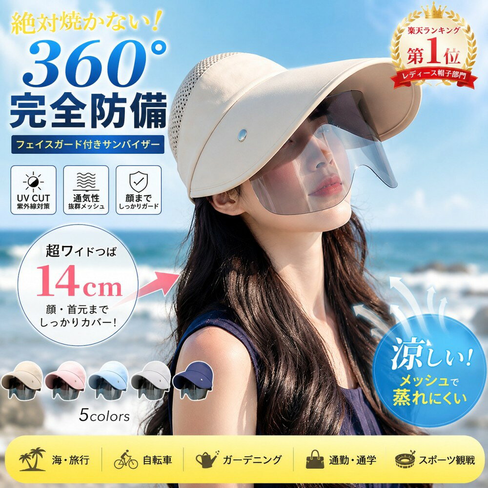 【楽天1位】サンバイザー レディース メンズ UVカット レインバイザー 透明 ワイド...