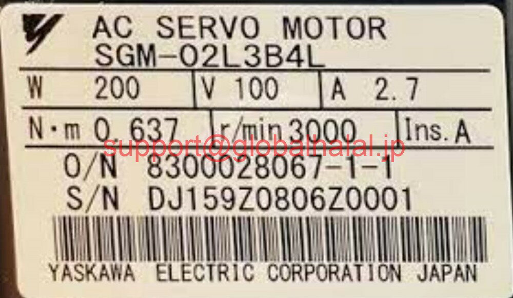 新品【東京発★適格請求書★税込】 YASKAWA サーボモータ SGM-02L3B4L 【6ヶ月保証】