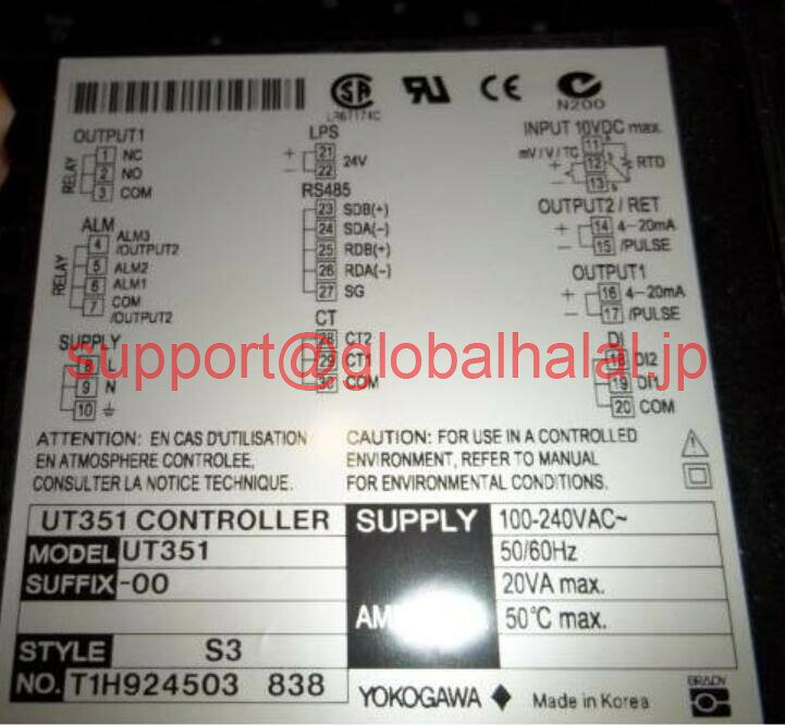 新品YOKOGAWA UT351 DIGITAL INDICATING CONTROLLER STYLE S3 UT351-00