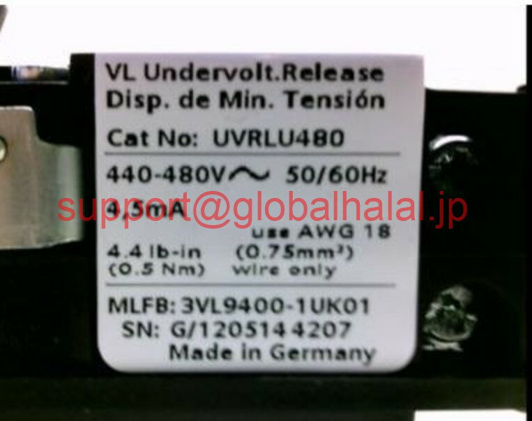 ViyKiōzV[X SIEMENS UVRLU480, VL UNDERVOLT RELEASE, 440-480VAC,, #194254y6ۏ؁z