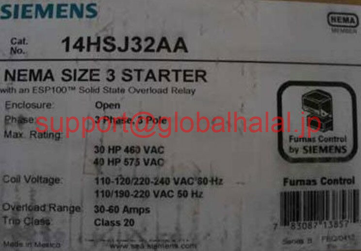 樂天商城 - 新品【東京発★適格請求書★税込】シーメンス Siemens 14HSJ32AA Size 3 Starter 3P w/ ESP100 120/240V【6ヶ月保証】