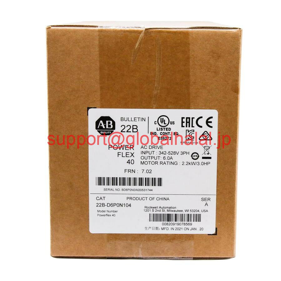 新品Allen-Bradley 22B-D6P0N104 PowerFlex 40 2.2KW/3.0HP ACドライブ 