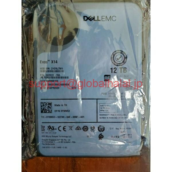 新品【東京発★適格請求書★代引可】Dell 12TB SAS 7.2K 3.5 "" 12G 512Eハードドライブ、YMN53、0ymn53s..