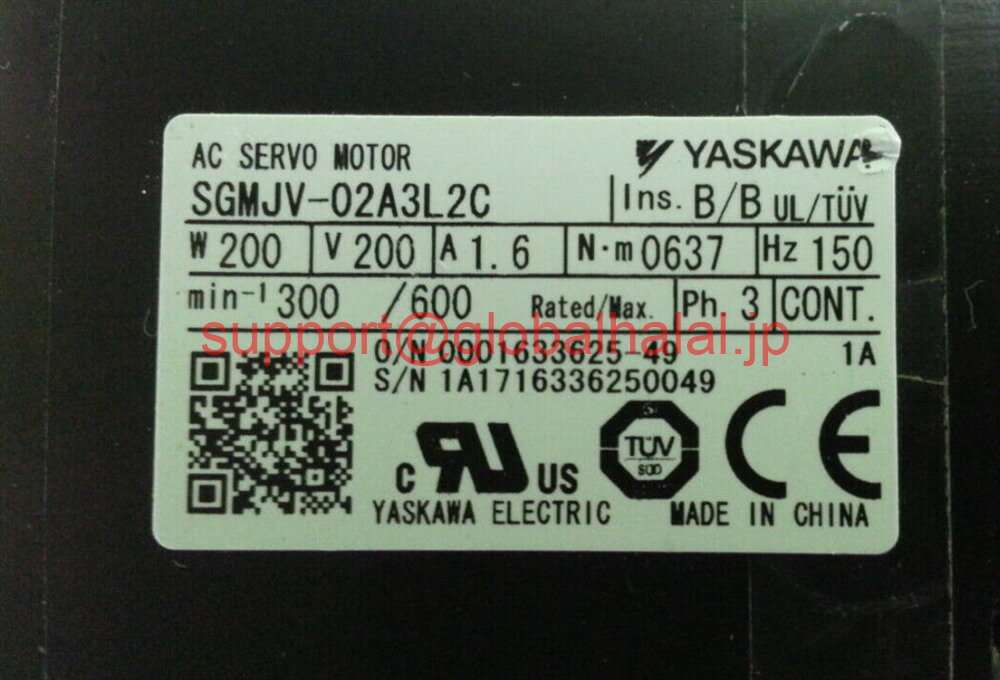 新品【東京発★適格請求書★税込】 YASKAWA / 安川電機 サーボモーター SGMJV-02A3L2C 【6ヶ月保証】