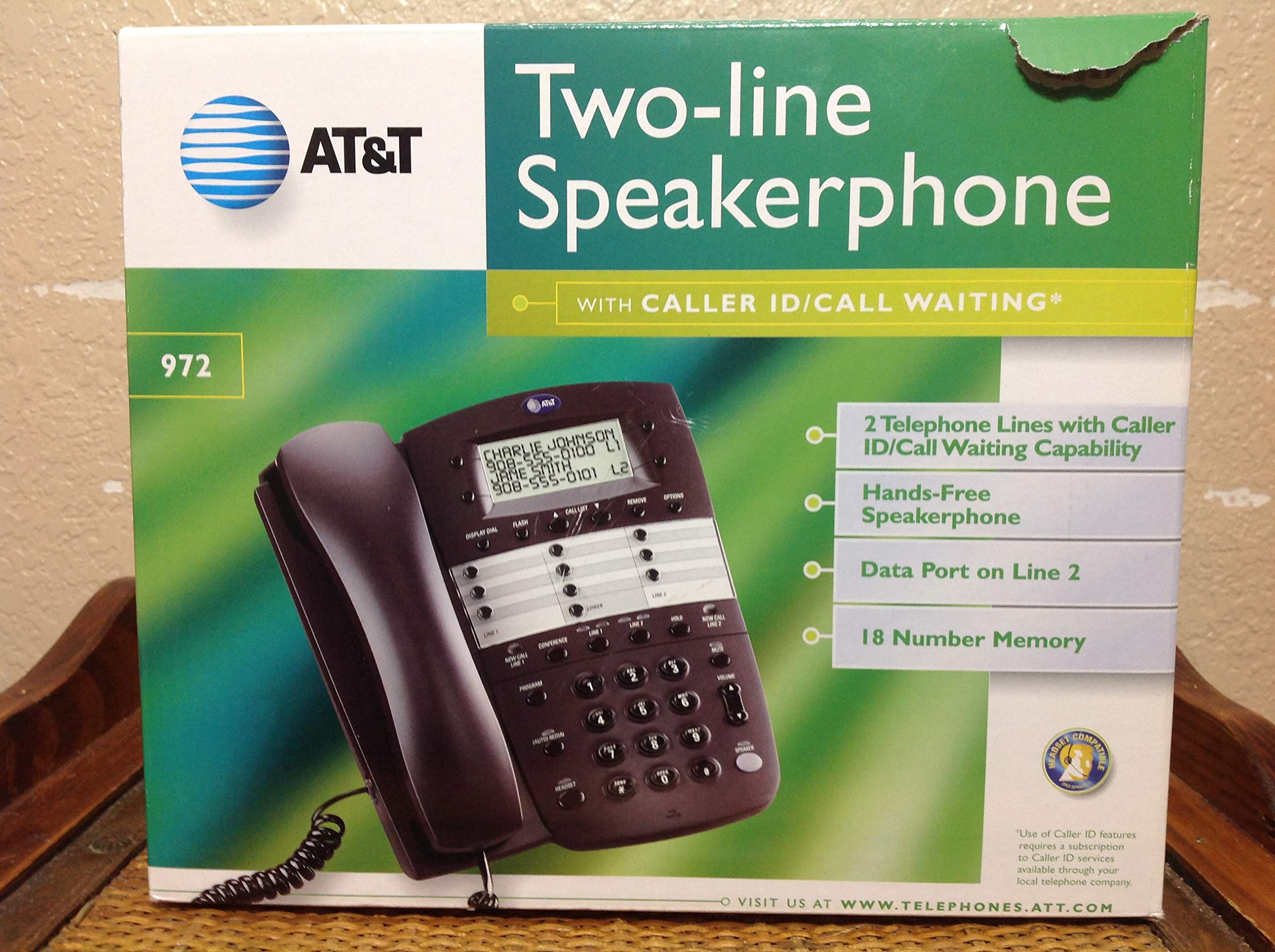 AT&T 972 2-Line Speakerphone with Caller ID (Espresso)