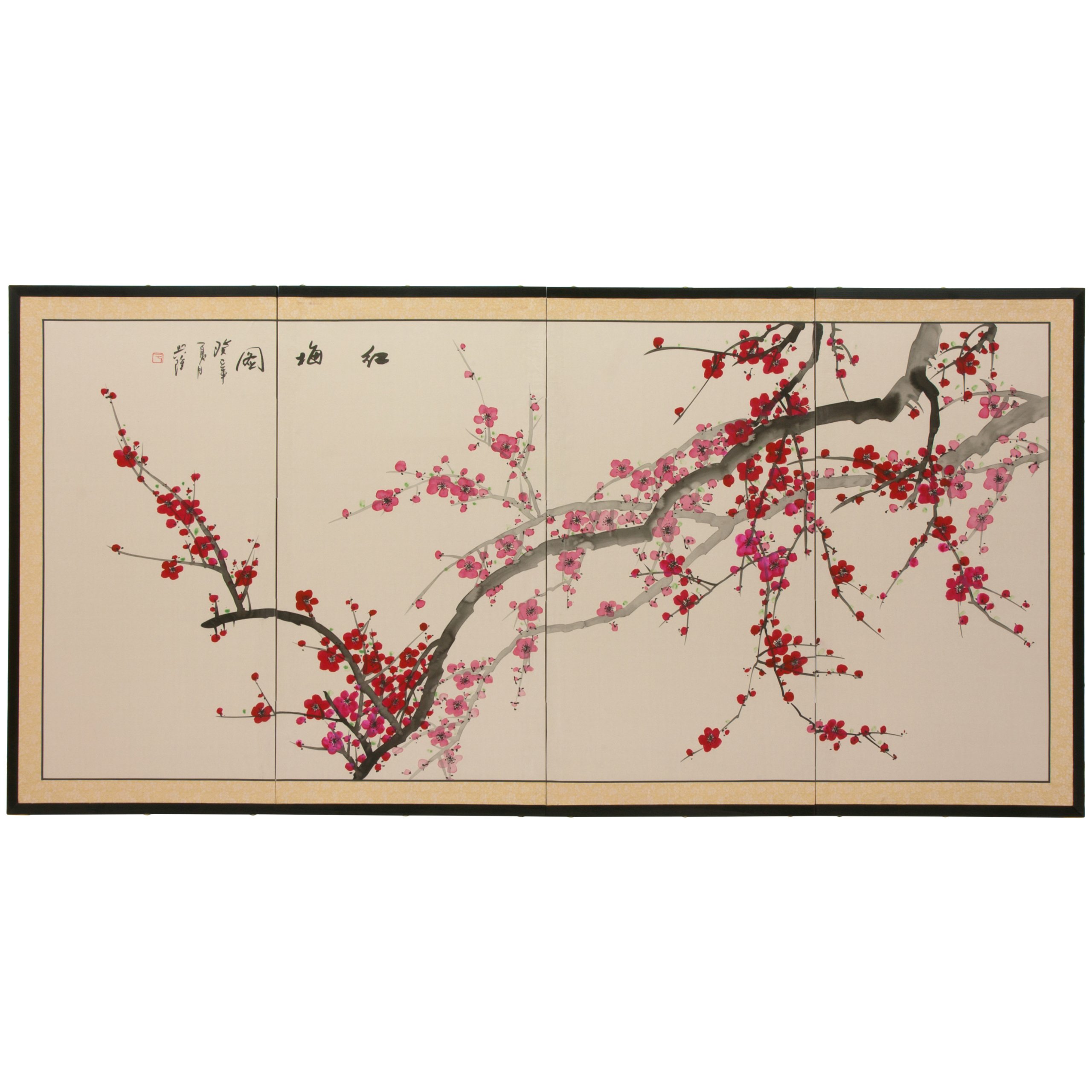 Bestユニークシンプル美しいアートギフトアイデア2011 ? Plum Blossoms水彩&インク大壁画面絵画 ? 3サ..