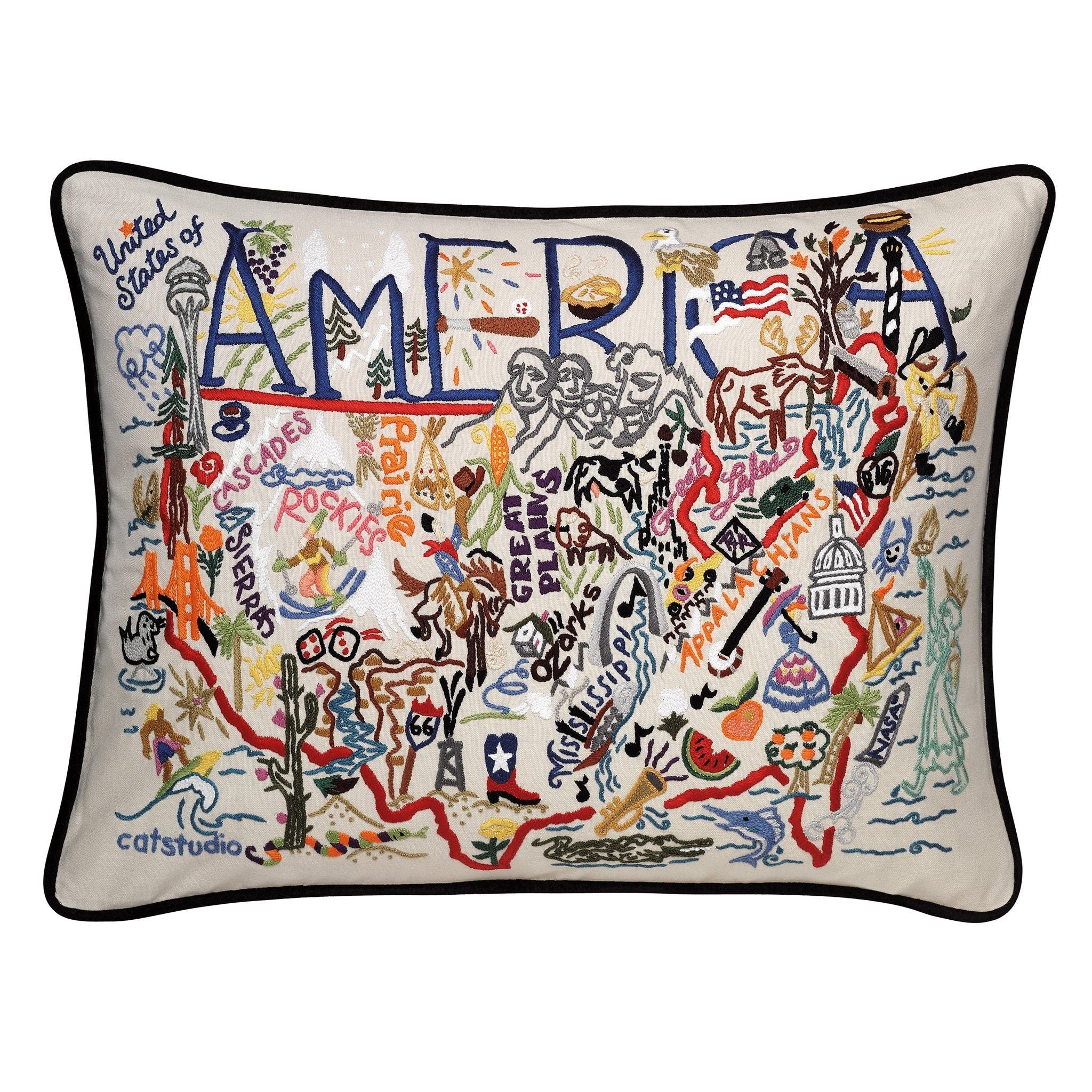 Catstudio America 刺繍入り装飾スローピロー