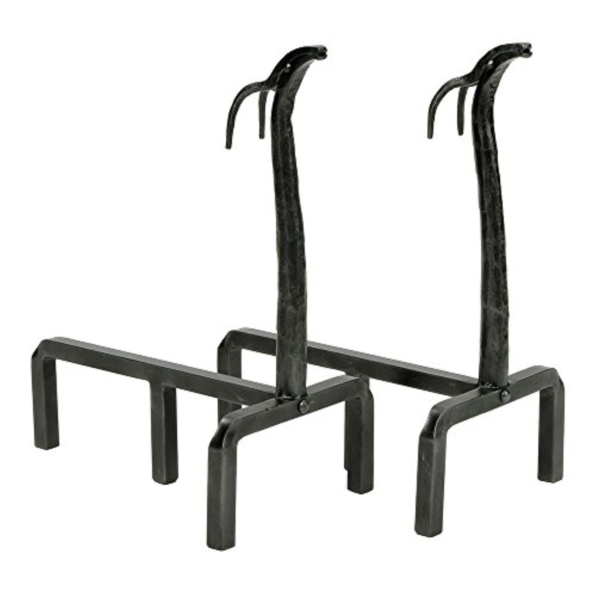 Minuteman International Deer Wrought Iron Fireplace andirons Pair Graphite