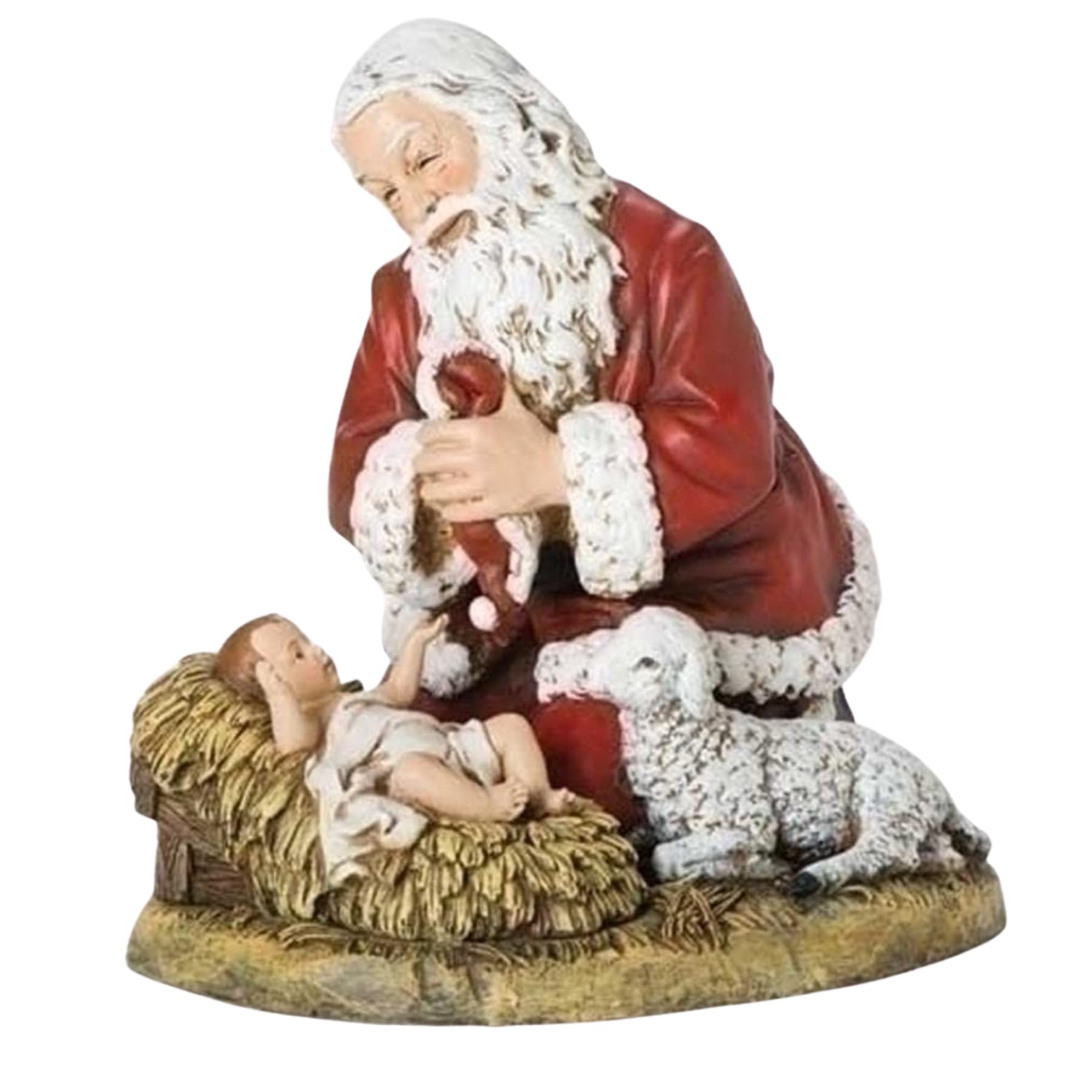 13 Kneeling Santa with Lamb Figurine