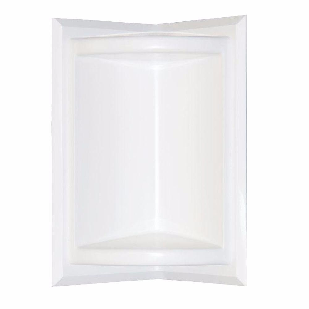 Swanstone SS07211.010 ソリッドサーフェスコーナーシャワーソープディッシュ 長さ5.75インチ X 高さ5.75インチ X 高さ11インチ ホワイト