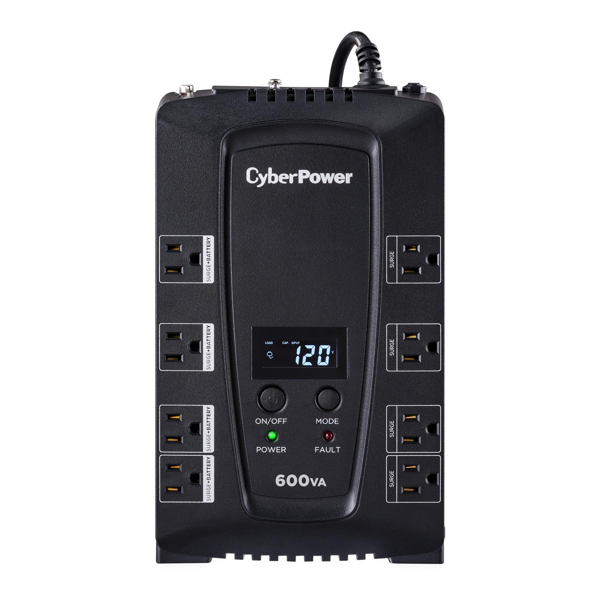 CyberPower CP600LCD - UPS - 340 Watt - 600 VA 7 Ah - USB - output connectors: 8 - black 