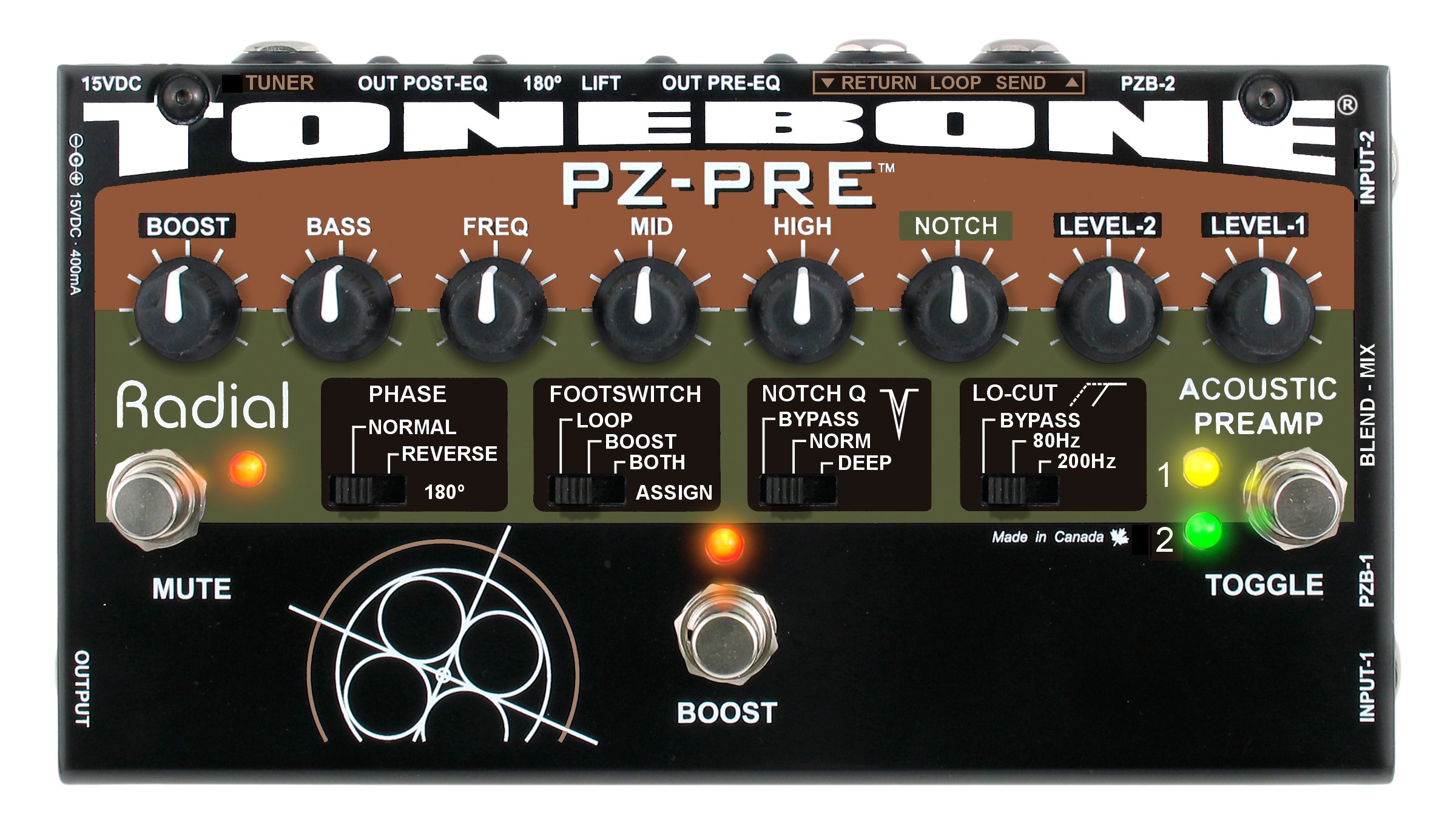 樂天商城 - RADIAL PZ-Pre 2チャンネル・アコースティック・プリアンプ