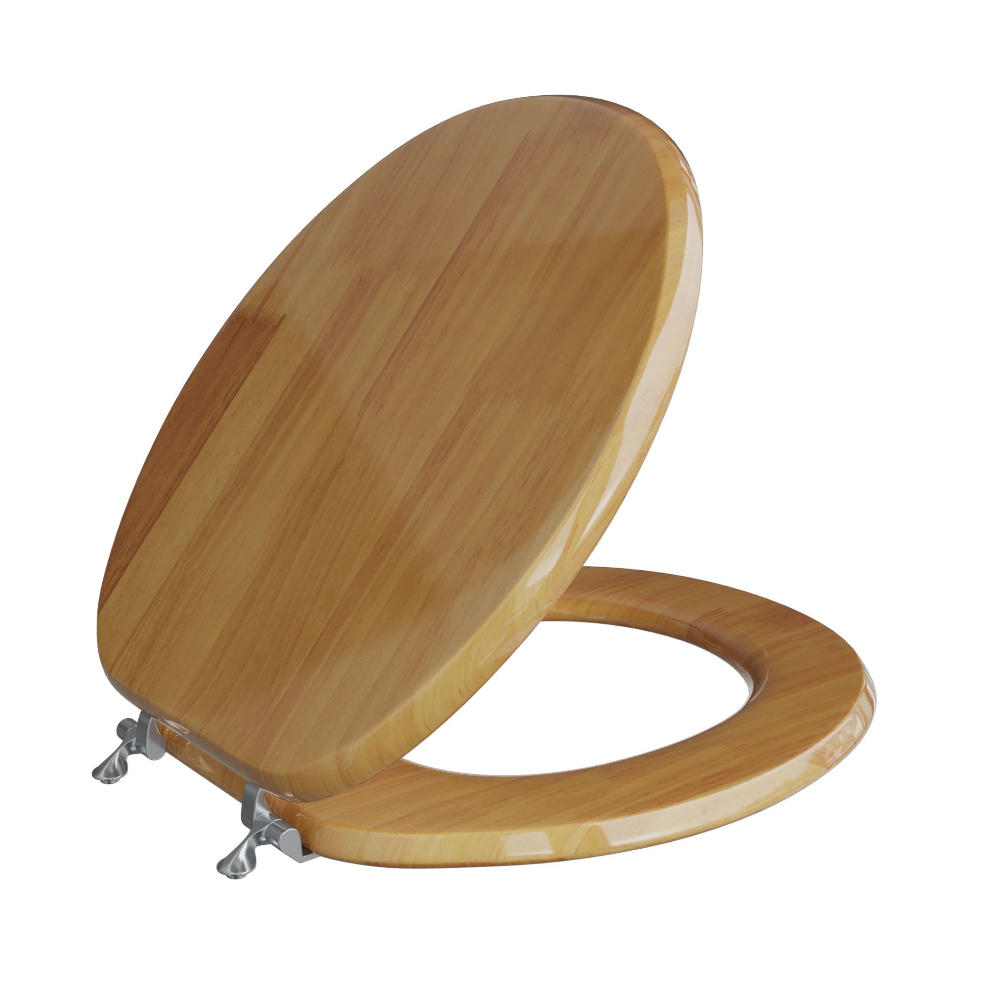 Jones Stephen C1B1R-17CH Designer Solid Round Wood Toilet Seat with Chrome Hinges- Oak