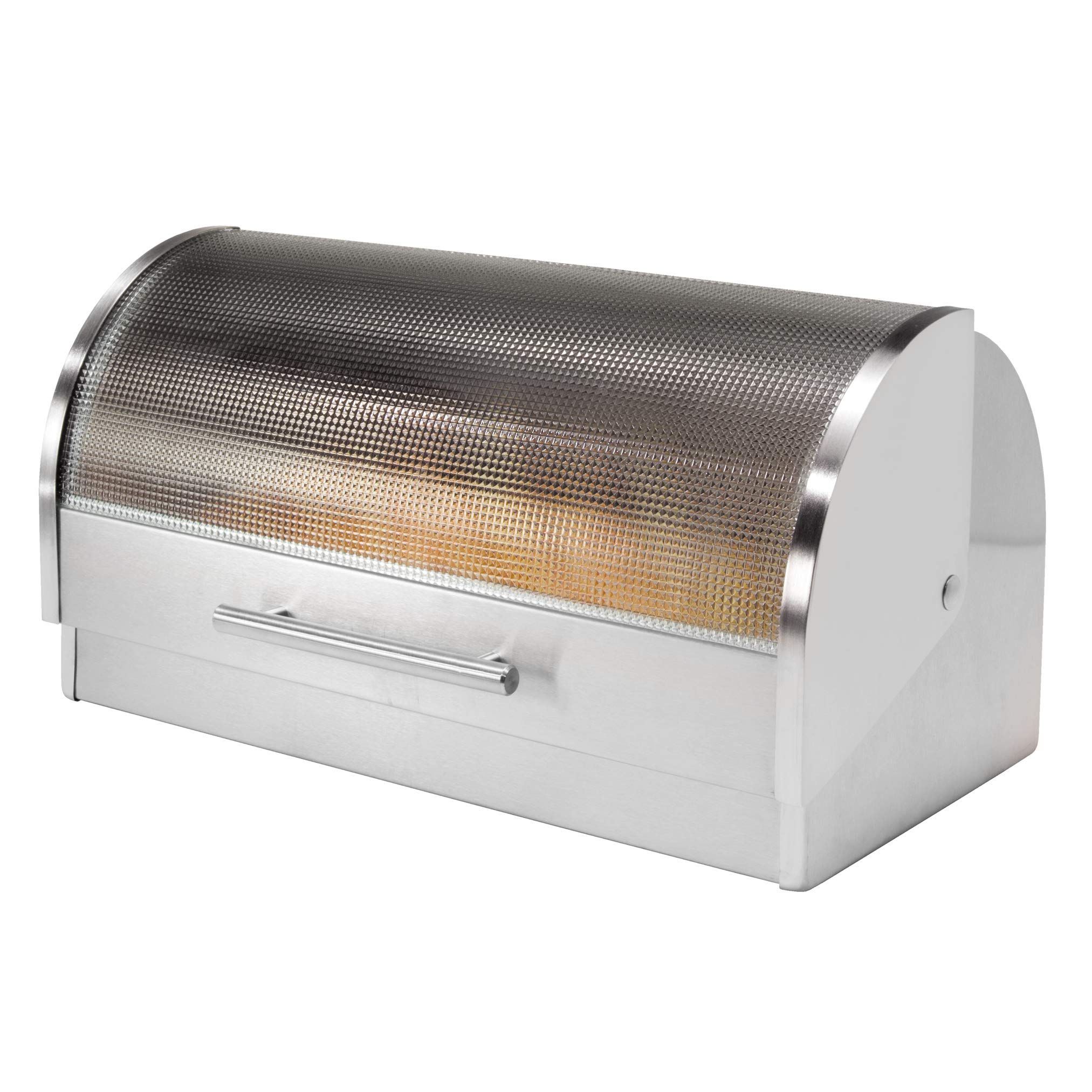 Oggi Stainless Steel Roll Top Bread Box with Tempered Glass Lid by Oggi