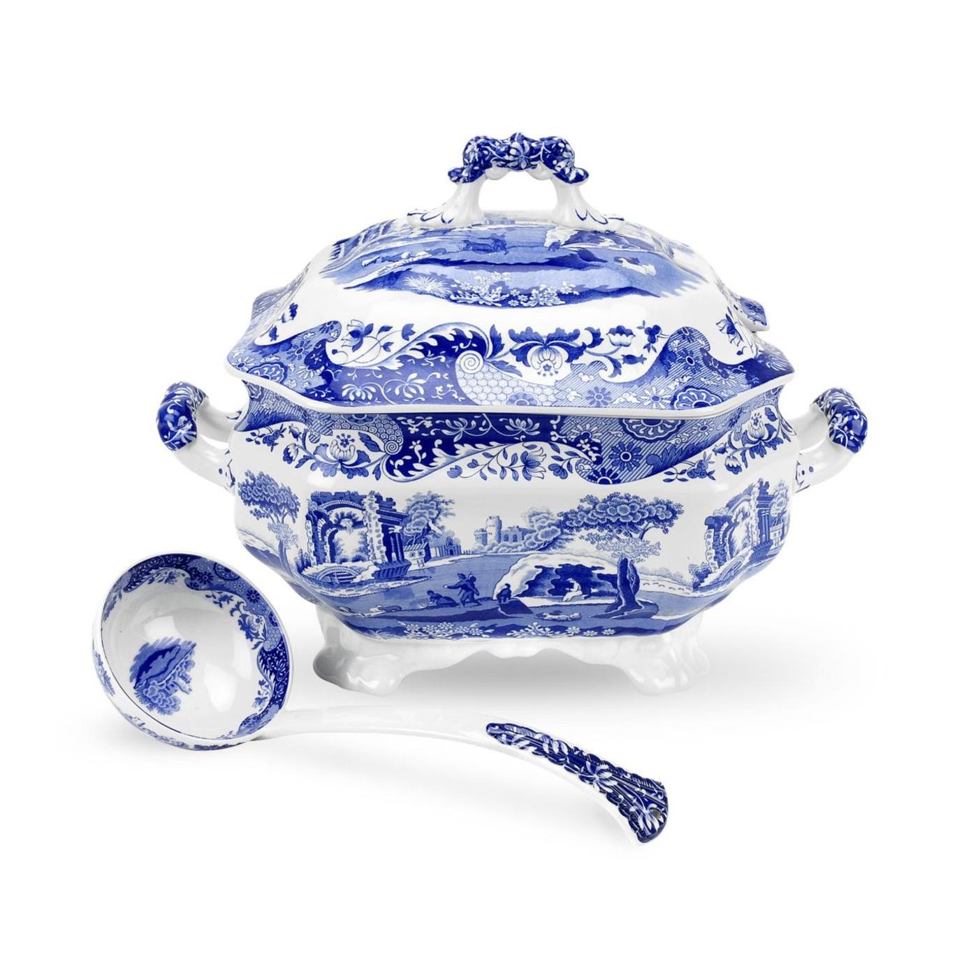 Spode Blue Italian Soup Tureen and Ladle Set by Spode