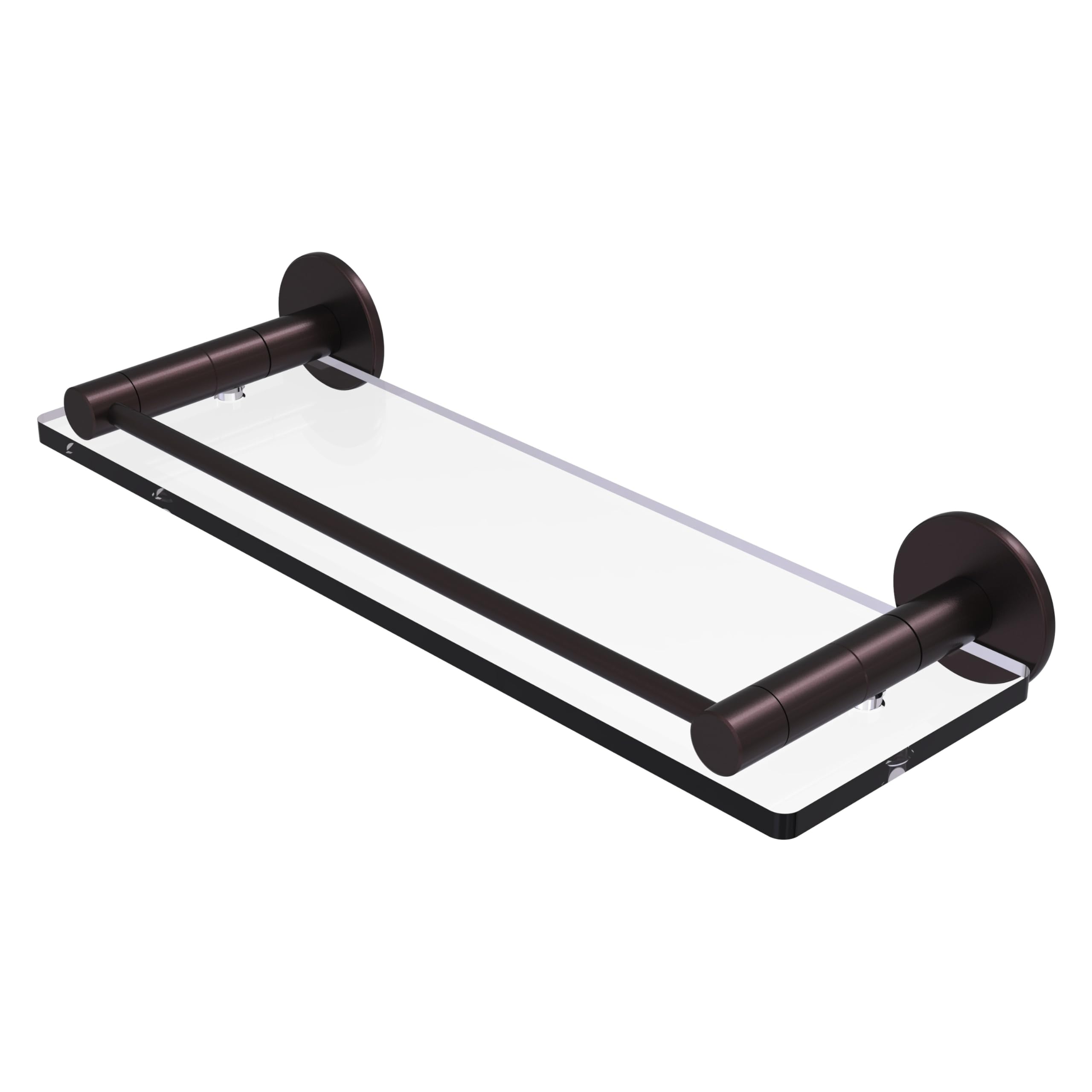Allied Brass FR-1/16G Fresno Collection 16 Inch Vanity Rail Glass Shelf Antique Copper