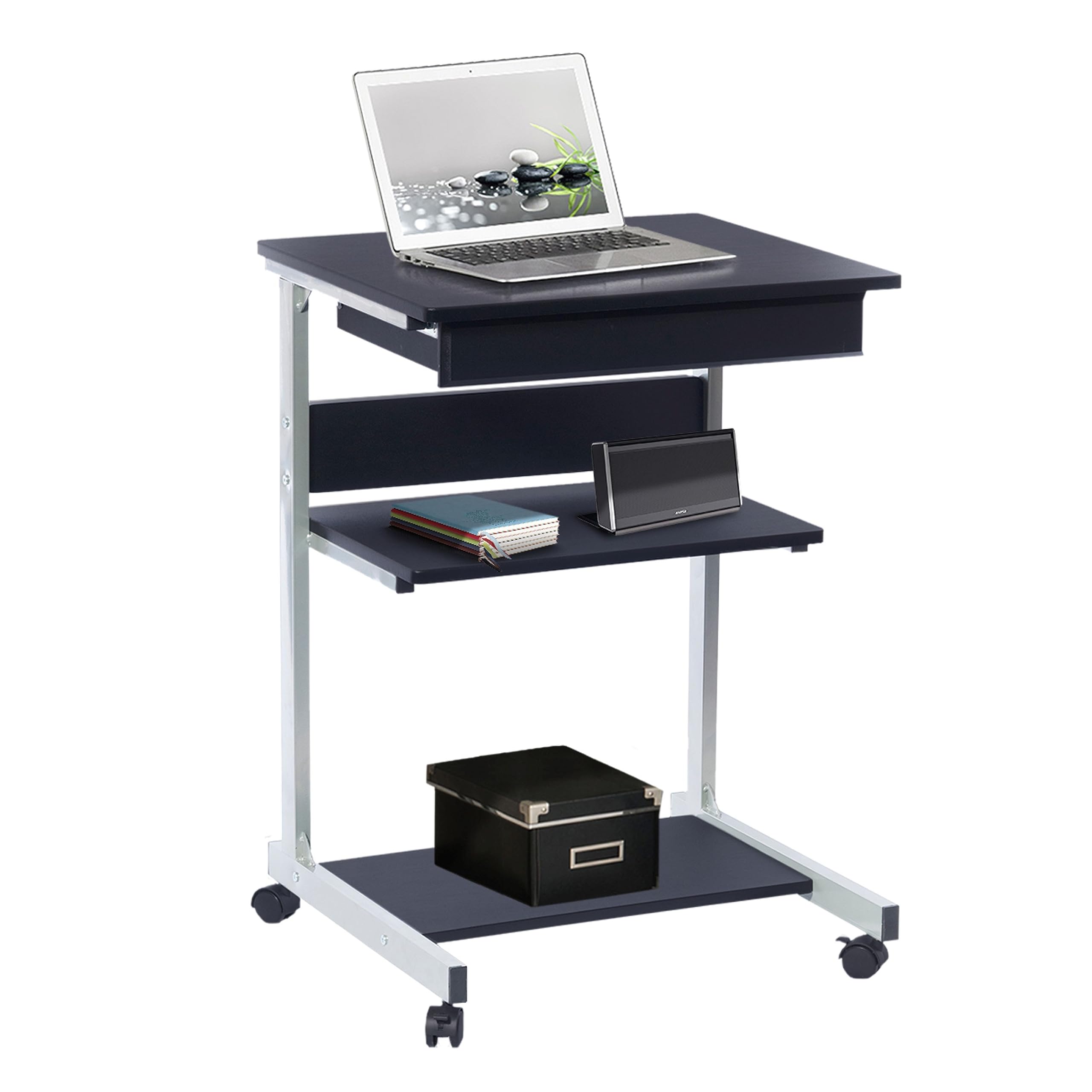 Techni Mobili Rolling Laptop Desk with Storage Graphite by BLOSSOMZ(2.0)