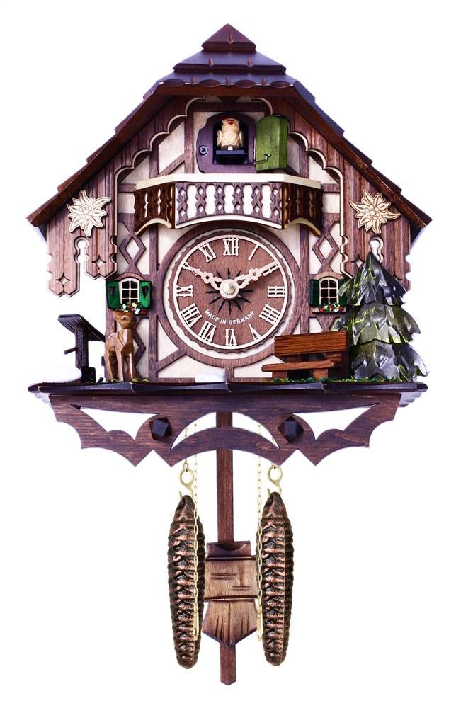 Refill Ink - River City Clocks 10インチ クォーツ 12 メロディ カッコウコテージ 鹿 ウォーターポンプ ツリー壁掛け時計 ブラウン