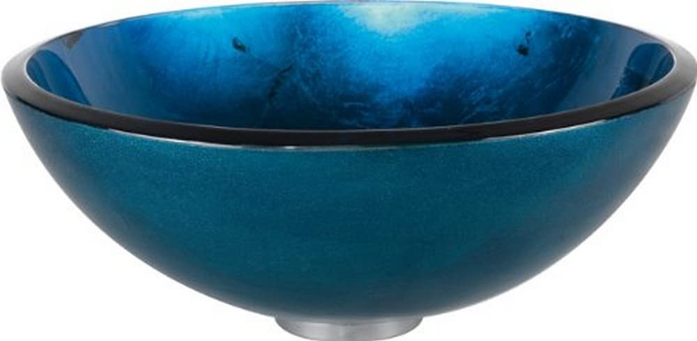 樂天商城 - Kraus GV-204-SN Irruption Blue Glass Vessel Bathroom Sink with PU-MR Satin Nickel by Kraus