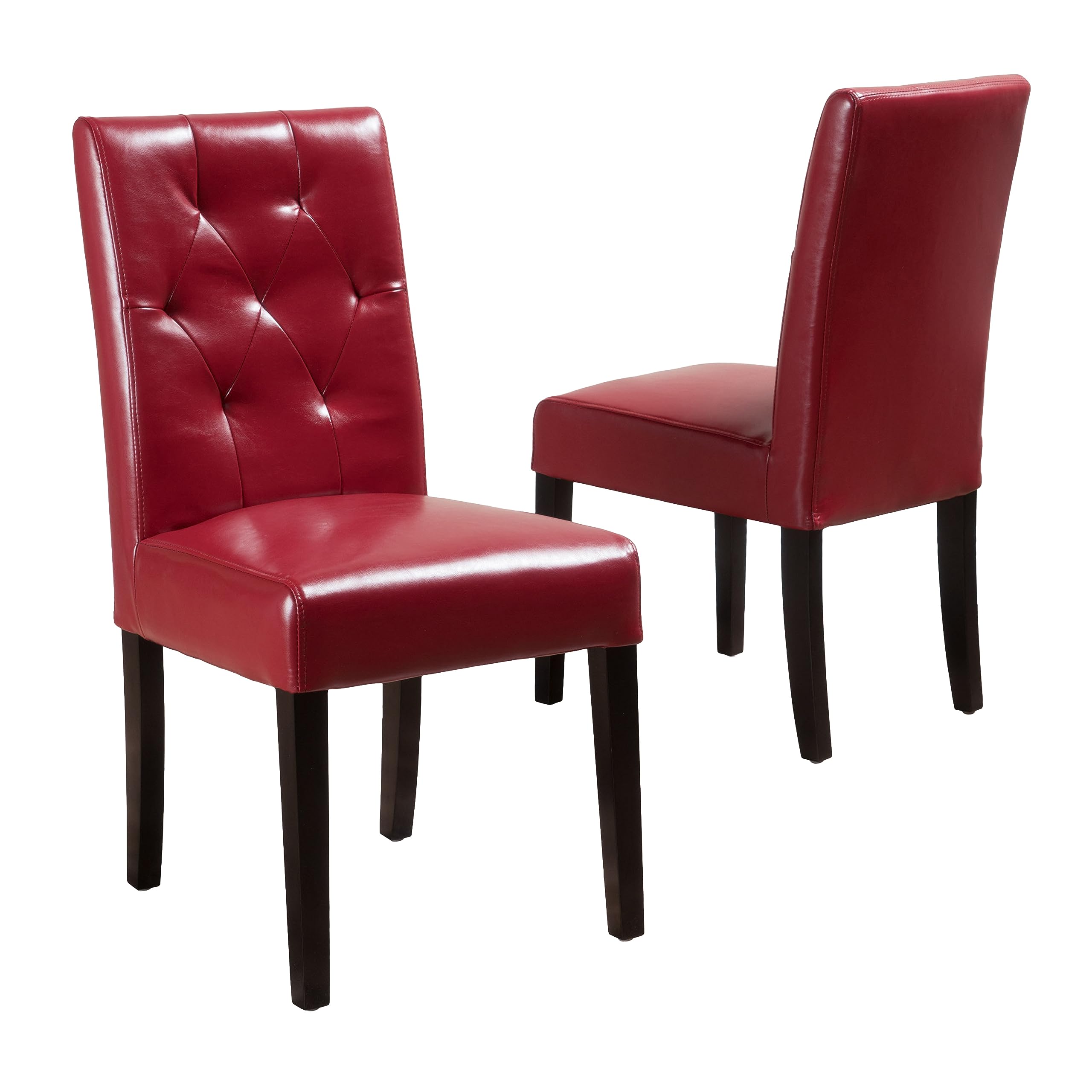 Christopher Knight Home Waldon Red Leather Dining Chairs w/Tufted Backrest (Set of 2) 141［並行輸入］