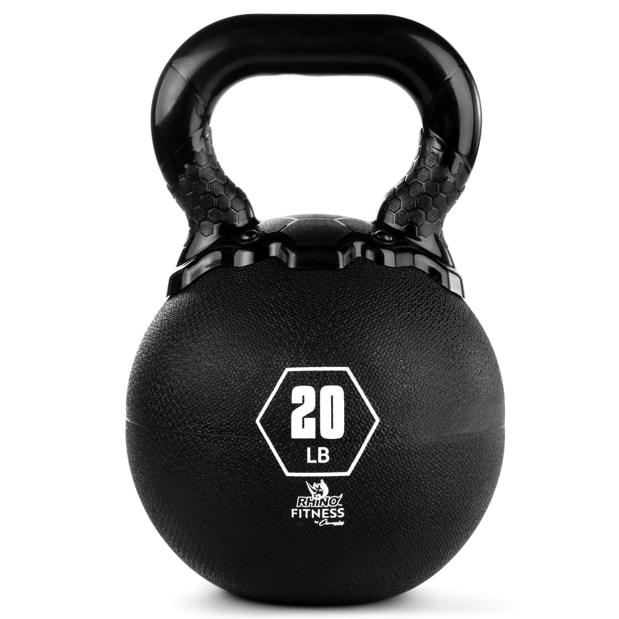 Champion Sports Rhinoケトルベルウェイト 20ポンド ゴム ブラック 丈夫なケトルベル 滑らかな人間工学..