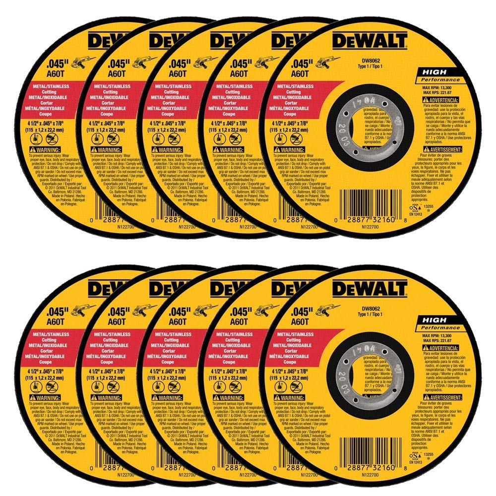 DEWALT DW8062 4-1/2 x .045 x 7/8 Metal Cut-Off Wheel (100pk)