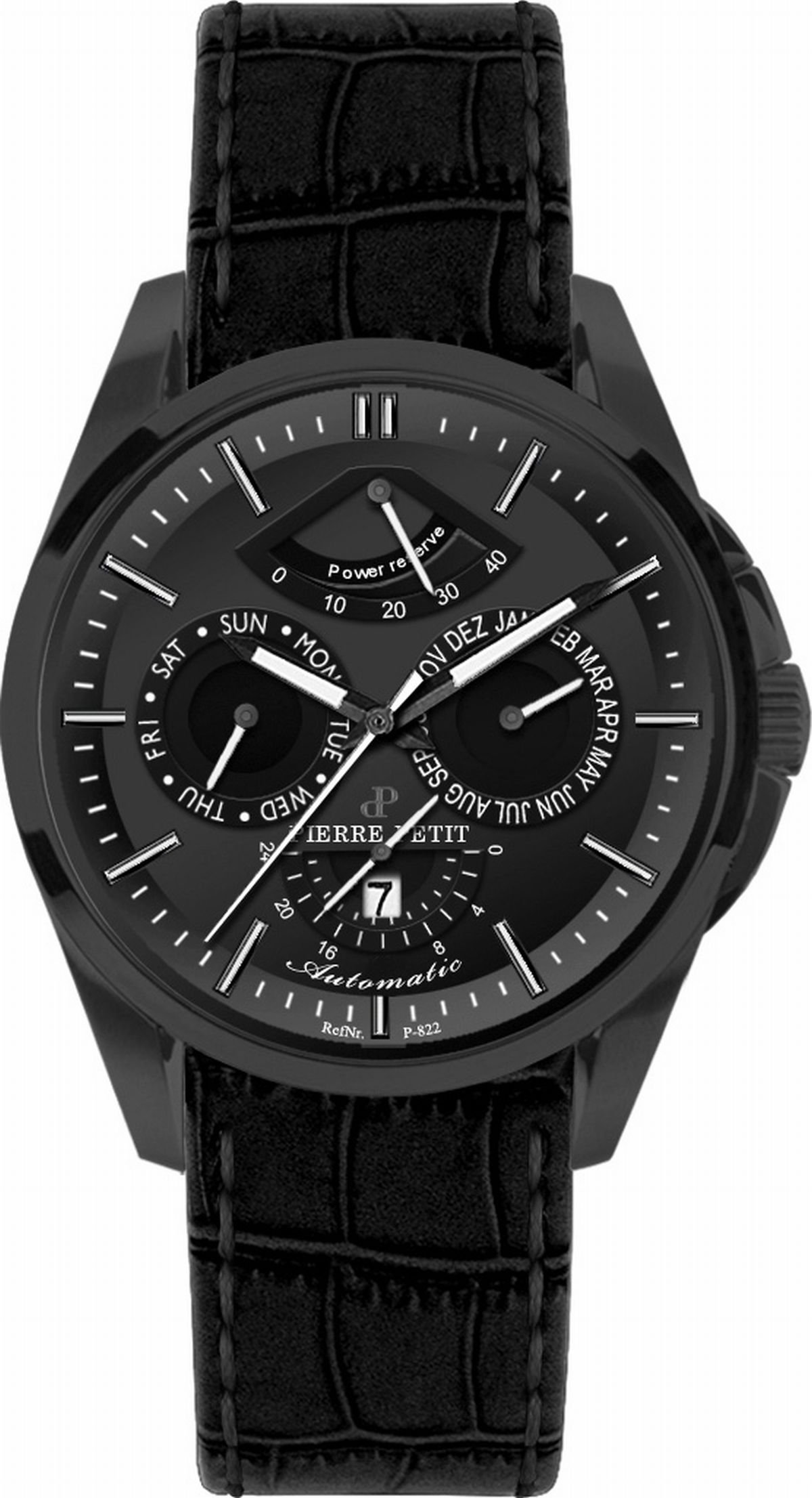 Pierre Petit���p-822 C Le Mans Black IP���ƥ�쥹��������Day Date Power Reserve���֥�å�Anti ...