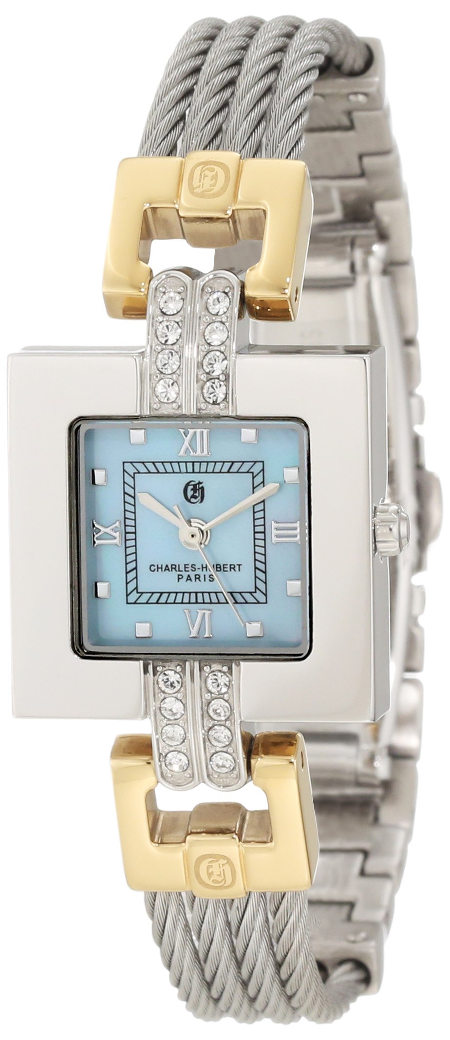 Charles-Hubert Paris Women's 6807-T Premium Collection Two-Tone Stainless Steel Wire Bangle Watch