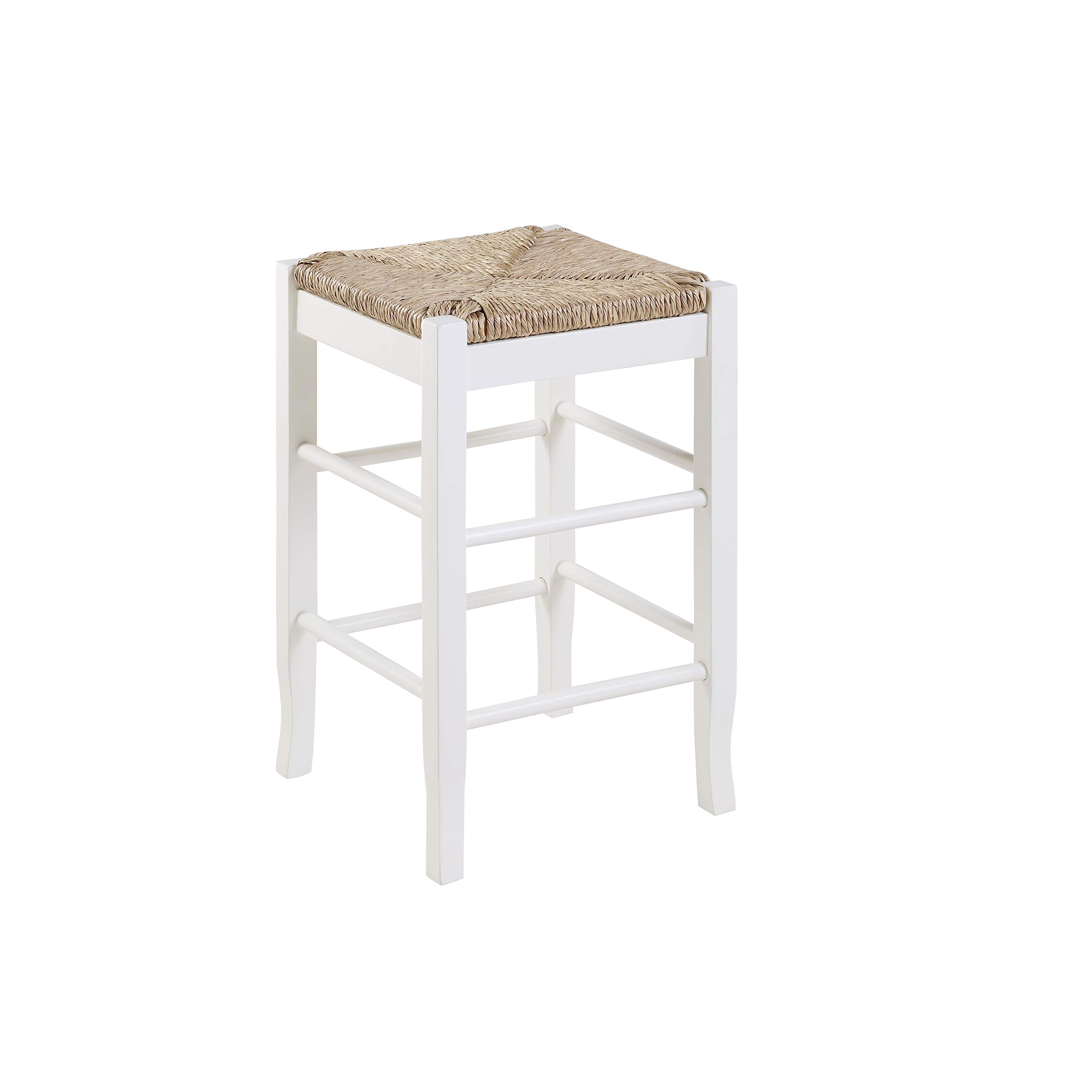 Boraam 94324 Square Rush Seat Stool 24-Inch White by Boraam