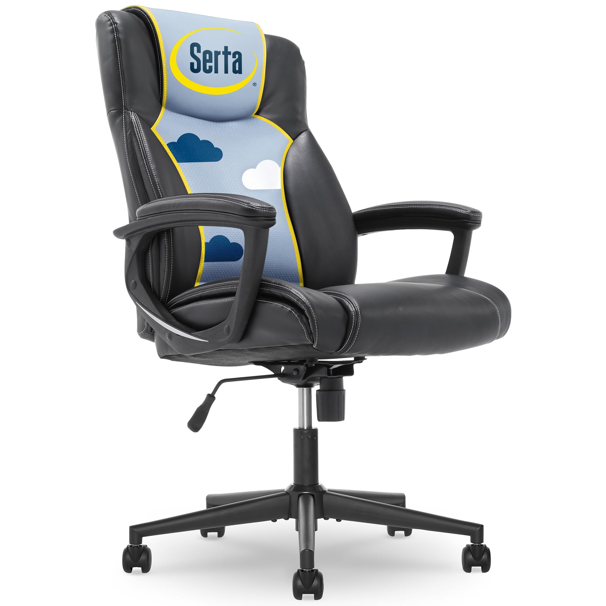 Serta at Home エグゼクティブオフィスチェア しなやかなボンデッドレザー ブラック 43672