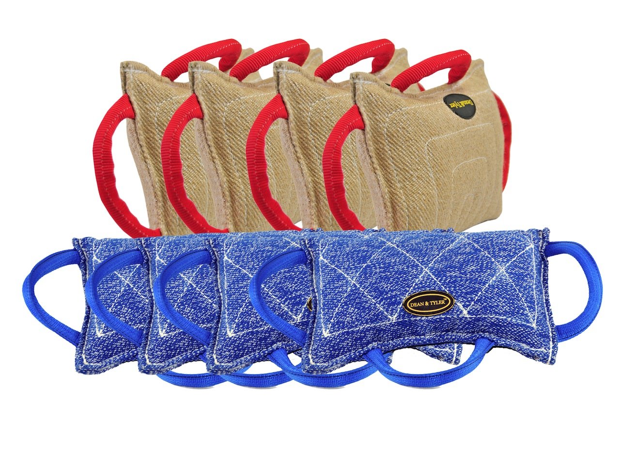 Dean & Tyler Bundle of 8 Bite Pillows for Pets 4-Jute and 4-French Linen 13-Inch by 8.5-Inch by ..