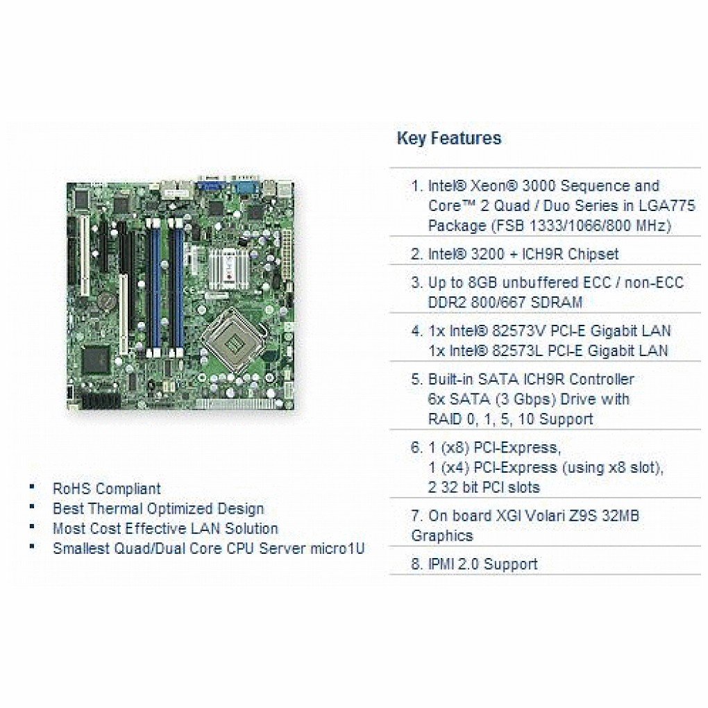 Supermicro Intel 3200 / FSB x7sbl-ln2-b lga775 / 1333 / V 2gbe / mATXマザーボードサーバー バルク