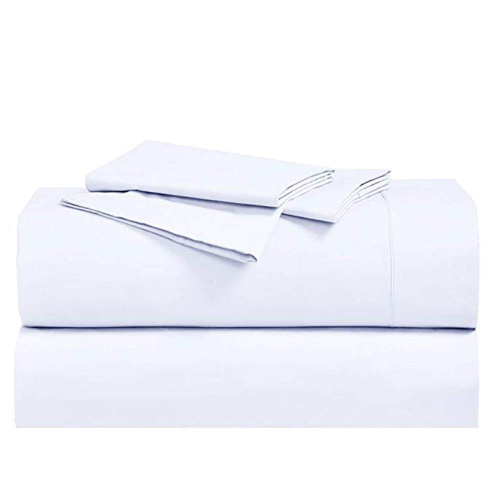 (Split-King White) - Abripedic Percale Sheets 300-Thread-Count 5PC Solid Sheet Set 100% Egyptian Cotton Up to 46cm Deep Pocket Split-King White